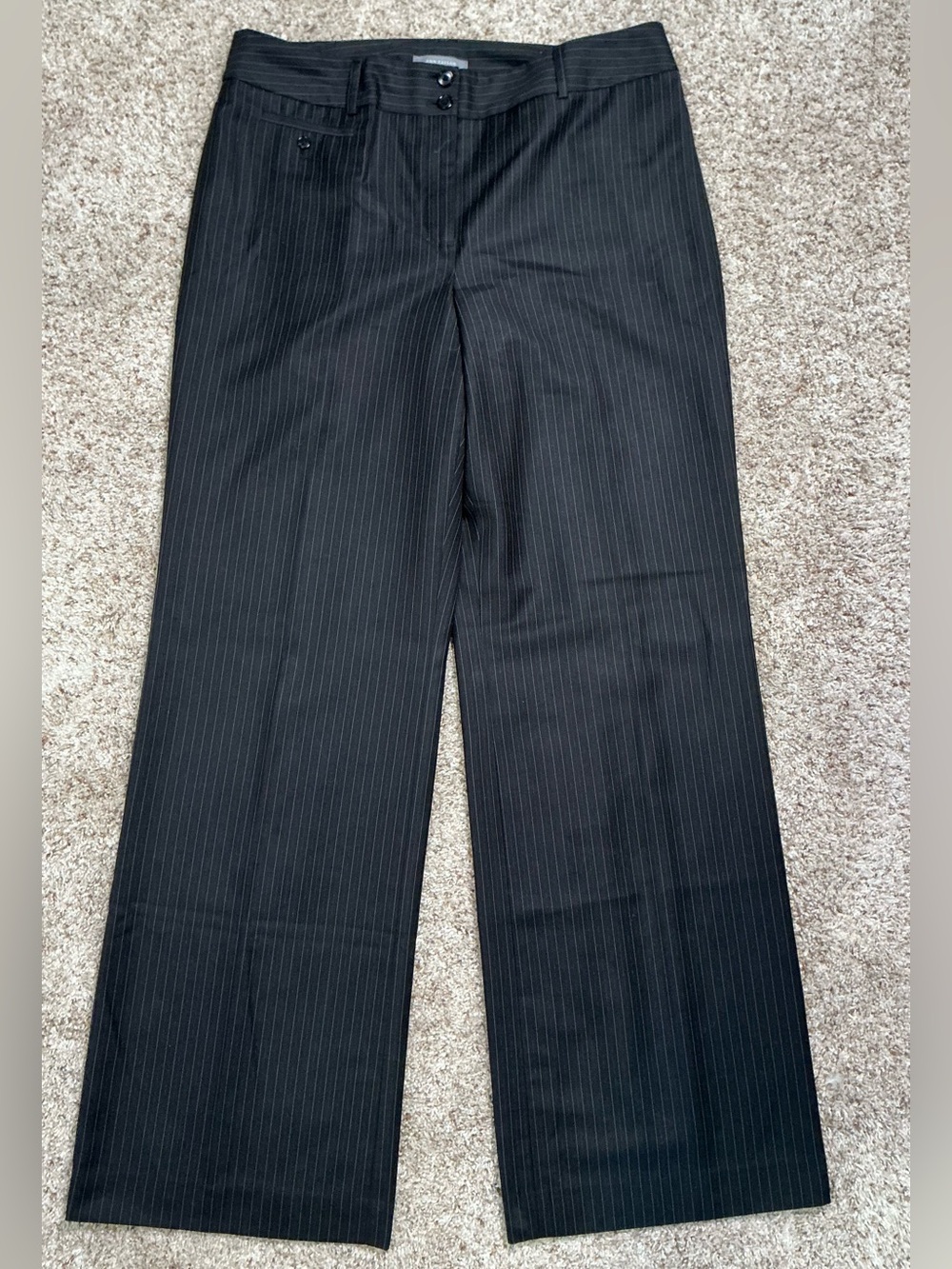 Ann Taylor Black Pinstripe Lined Dress Pants Sz 12